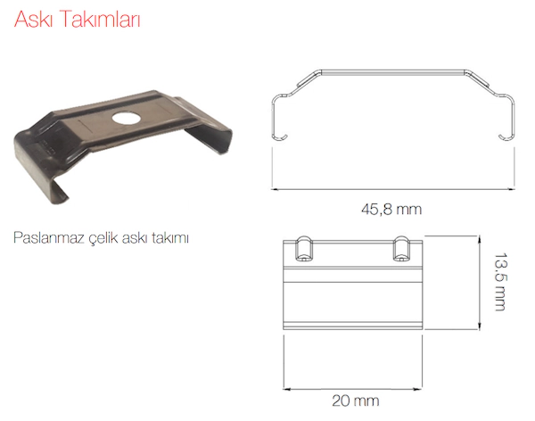 YPL Etanj LED Armatür Askı Takımları