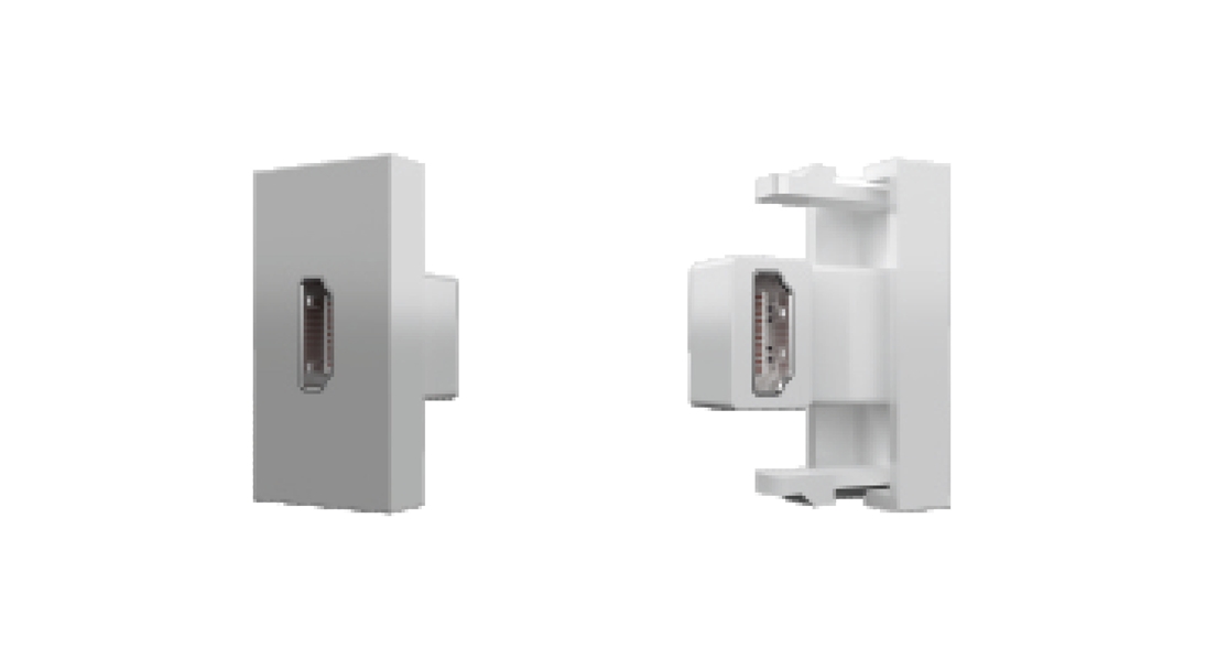 HDMI Adaptör, 22,5x45 mm Dişi-Dişi, 90 Açılı, Vidalı Beyaz