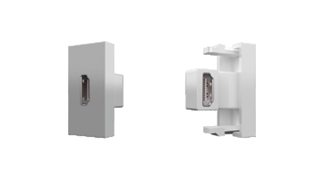 HDMI Adaptör, 22,5x45 mm Dişi-Dişi, 90 Açılı, Vidalı Beyaz