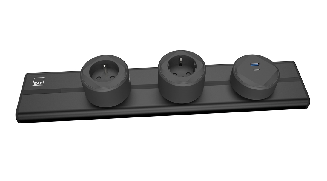 E-Flux Raylı Priz, 2 Şebeke, 1 USB Type A+C 20W (EFS500)