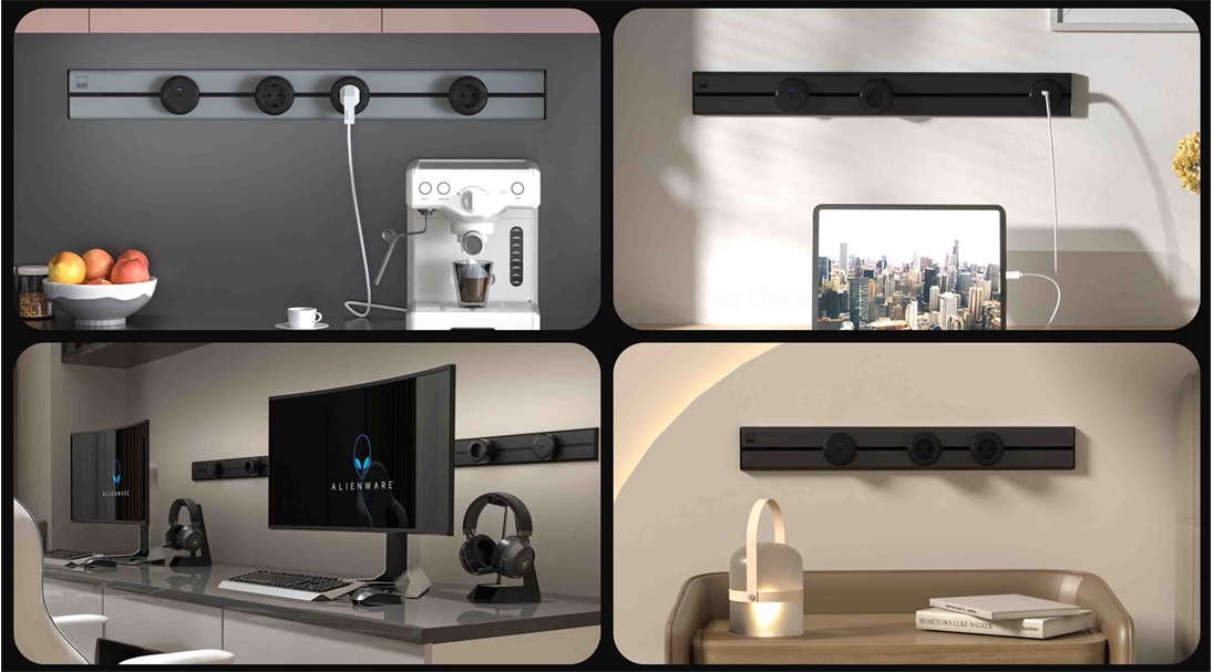 E-Flux Raylı Priz, 2 Şebeke, 1 USB Type A+C 20W (EFS500)
