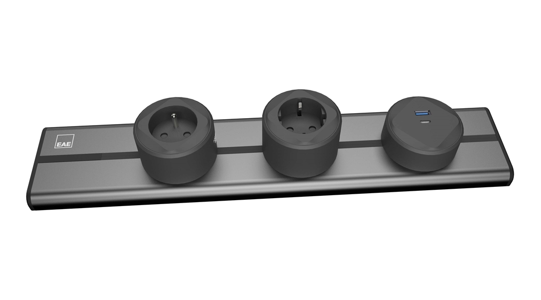 E-Flux Raylı Priz, 2 Şebeke, 1 USB Type A+C 20W (EFG500)