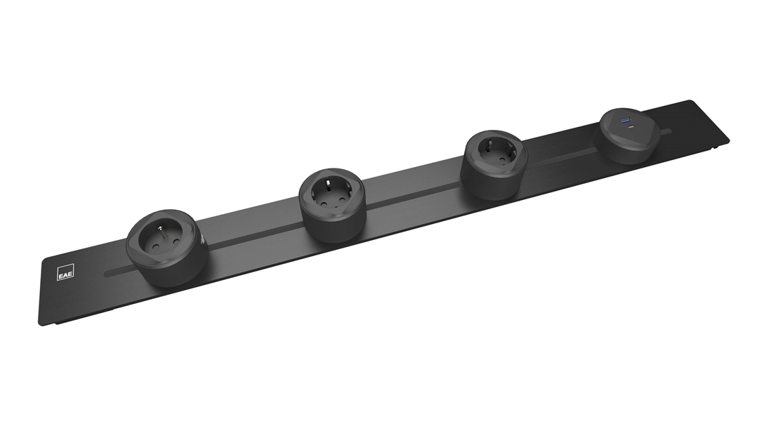 E-Flux IN Raylı Gömme Priz, 3 Şebeke, 1 USB Type A+C 20W (EFS750-IN)