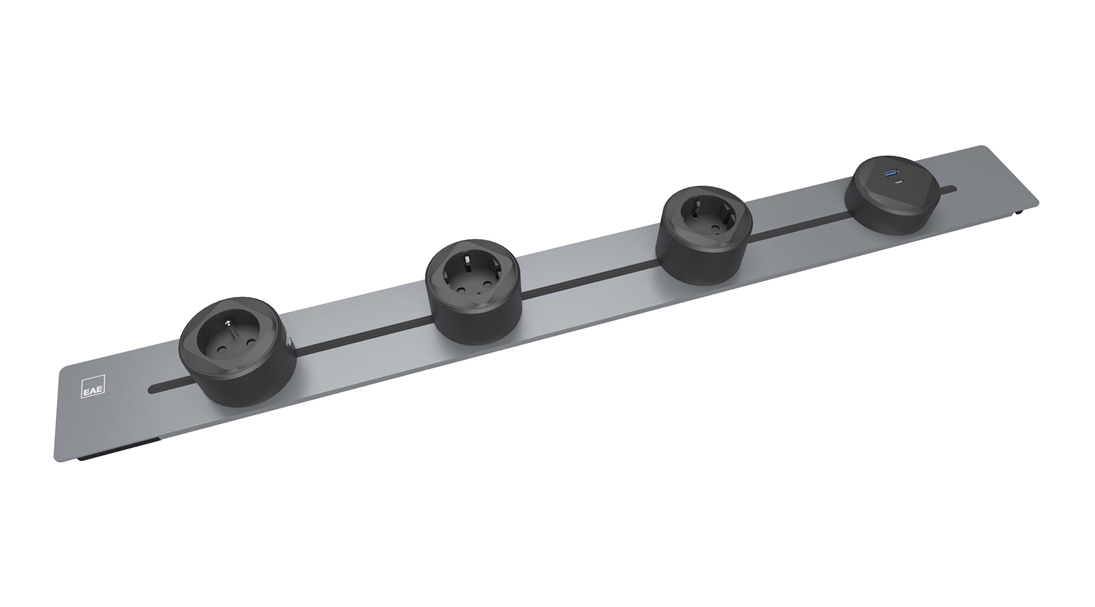 E-Flux Raylı Gömme Priz, 3 Şebeke, 1 USB Type A+C 20W (EFG750-IN)