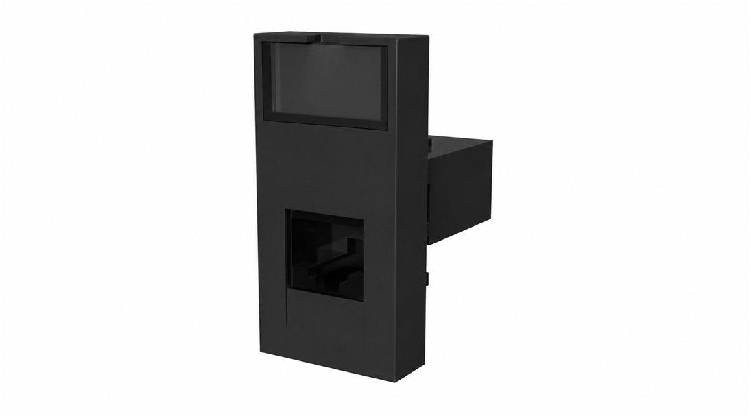 CAT6 UTP RJ45 Data Soketi - Faceplate Montajlı, Siyah (Keystone Jack)