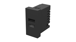 Dual USB Şarj Adaptörü Type A+C, 20W (22.5x45mm Modüler, Siyah)