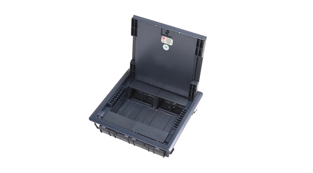 DK-MX 1 FÜME 250x250mm Modüler Çıkış (Priz) Kutusu - 16 Modül Yükseltilmiş Döşeme Altı, Komple