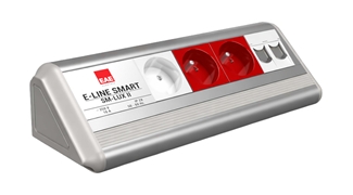 SM-LUX Masaüstü Priz Bloğu, 1 Şebeke, 2 UPS, 2 Data, Alüminyum Gövde Eloksal Renk