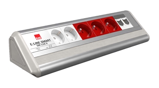 SM-LUX Masaüstü Priz Bloğu, 2 Şebeke, 3 UPS, 2 Data, Alüminyum Gövde Eloksal Renk