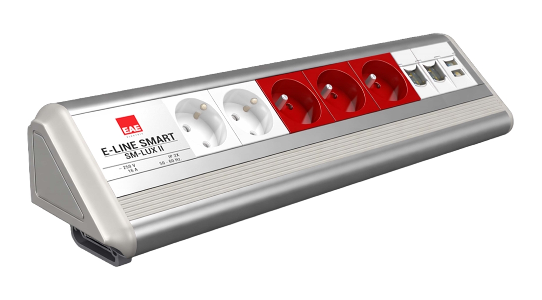 SM-LUX Masaüstü Priz Bloğu, 2 Şebeke, 3 UPS, 2 Data, USB Type A+C