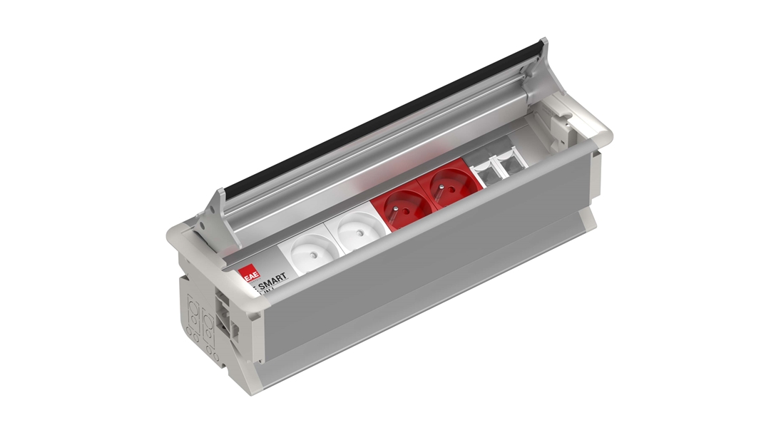 SM-IN Gömme Tip Priz Bloğu, 2 Şebeke, 2 UPS, 2 Data, Alüminyum Gövde Eloksal Renk