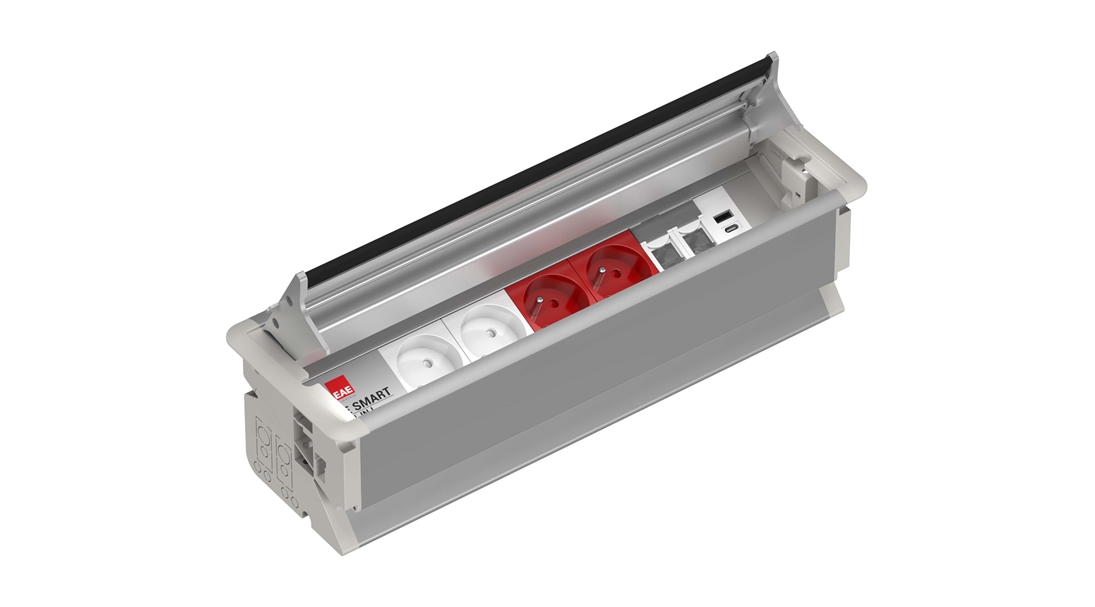 SM-IN Gömme Tip Priz Bloğu, 2 Şebeke, 2 UPS, 2 Data, USB Type A+C, Alüminyum Gövde Eloksal Renk