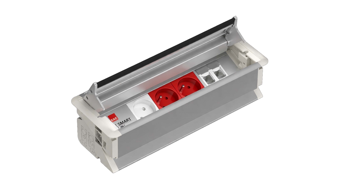 SM-IN Gömme Tip Priz Bloğu, 1 Şebeke, 2 UPS, 2 Data, Alüminyum Gövde Eloksal Renk