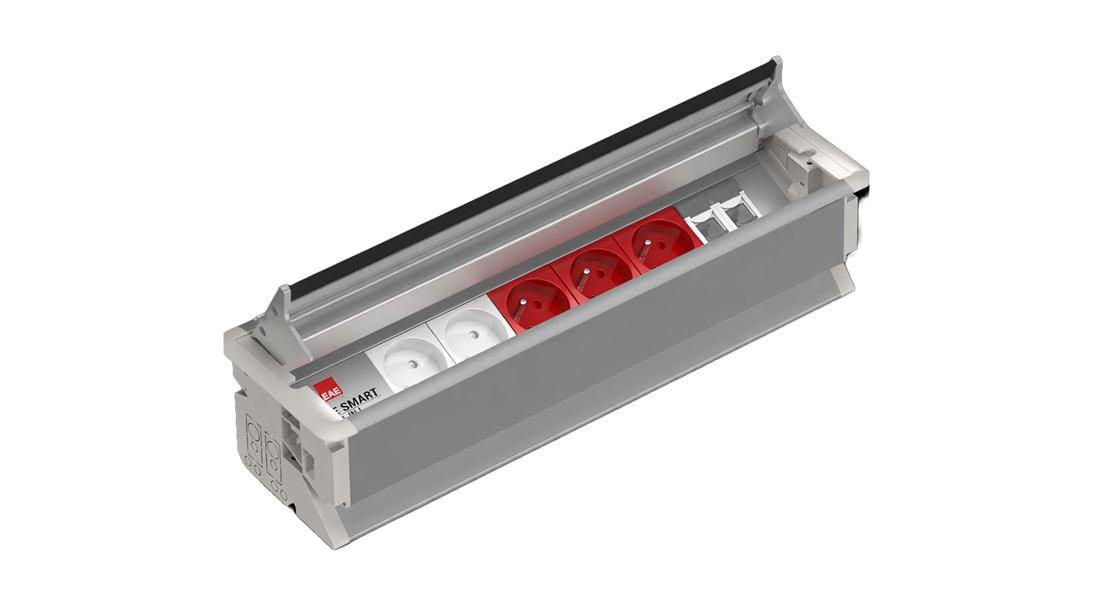 SM-IN Gömme Tip Priz Bloğu, 2 Şebeke, 3 UPS, 2 Data, Alüminyum Gövde Eloksal Renk