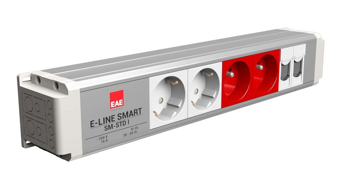 SM-STD Masaüstü Priz Bloğu, 2 Şebeke, 2 UPS, 2 Data, Alüminyum Gövde Eloksal Renk