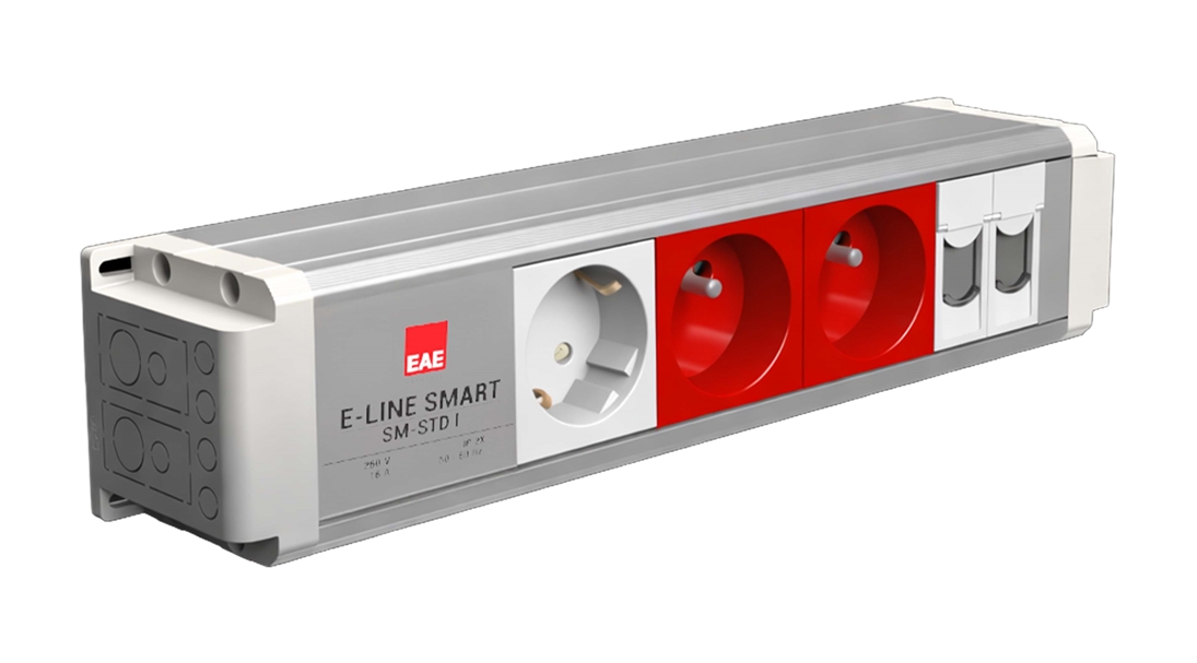 SM-STD Masaüstü Priz Bloğu, 1 Şebeke, 2 UPS, 2 Data, Alüminyum Gövde Eloksal Renk