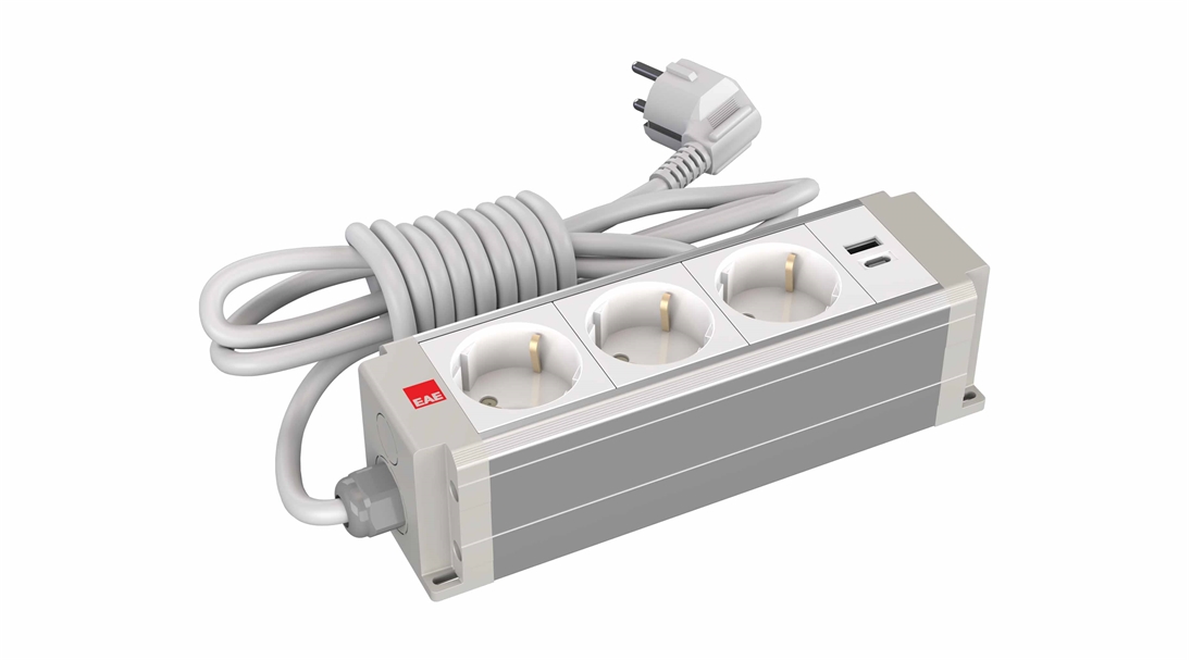 3 lü Grup Priz USB Şarjlı Gri (STDK-G3U)