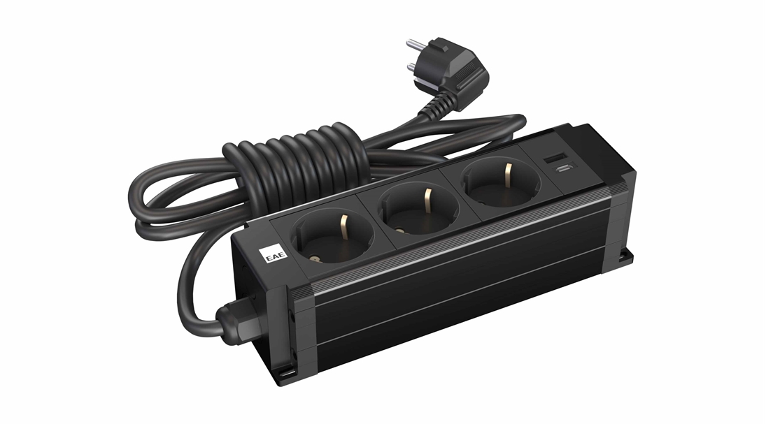 3 lü Grup Priz USB Şarjlı Siyah (STDK-S3U)