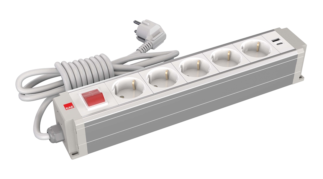 5 li Grup Priz Butonlu USB Şarjlı Gri (STDK-G5UB)