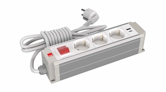 3 lü Grup Priz Butonlu USB Şarjlı Gri (STDK-G3UB)