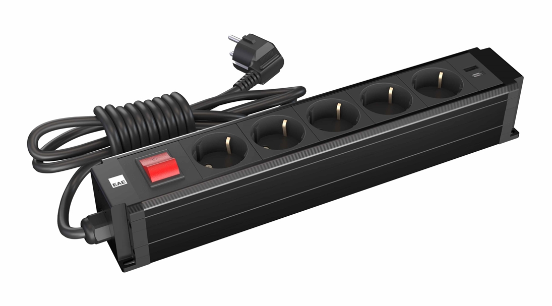 5 li Grup Priz Butonlu USB Şarjlı Siyah (STDK-S5UB)